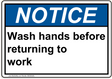 ANSI Wash hands before returning to work 