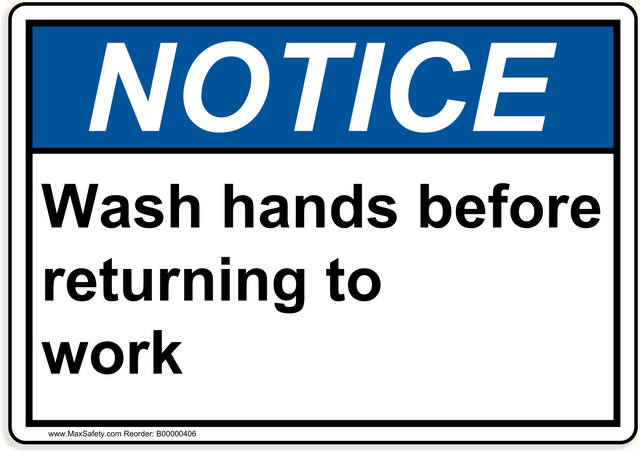 ANSI Wash hands before returning to work 