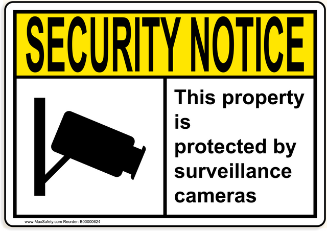 ANSI This property is protected by surveillance cameras with Video Survelliance Emblem