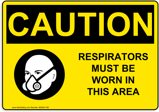 OSHA RESPIRATORS MUST BE WORN IN THIS AREA with PPE Vapor Repirator Emblem