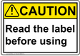 ANSI Read the label before using 