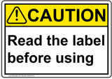 ANSI Read the label before using 