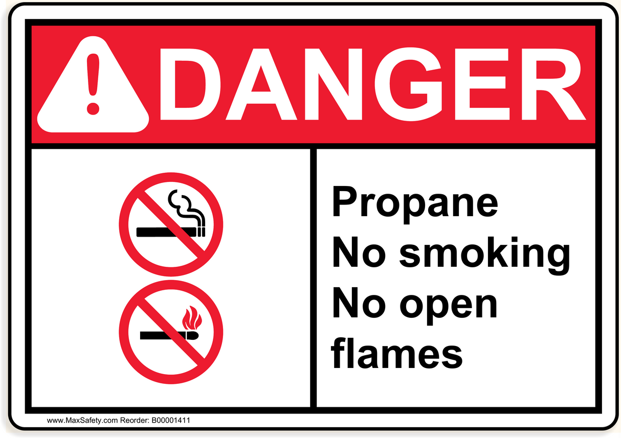 ANSI Propane No smoking No open flames with  Emblem