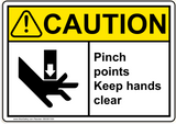 ANSI Pinch Point Keep hands clear with Hand Crush Hazard Emblem