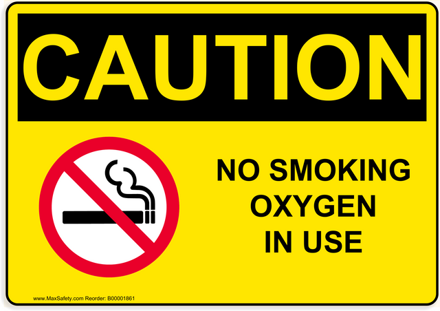 OSHA NO SMOKING OXYGEN IN USE with No Smoking Emblem