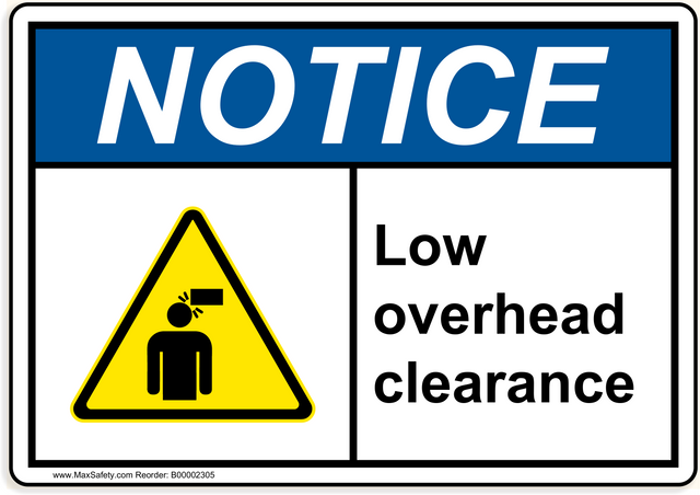ANSI Low overhead clearance with Over-Head Crush Hazard Emblem