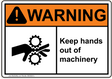 ANSI Keep hands out of machinery with Hand Entanglement Hazard Emblem