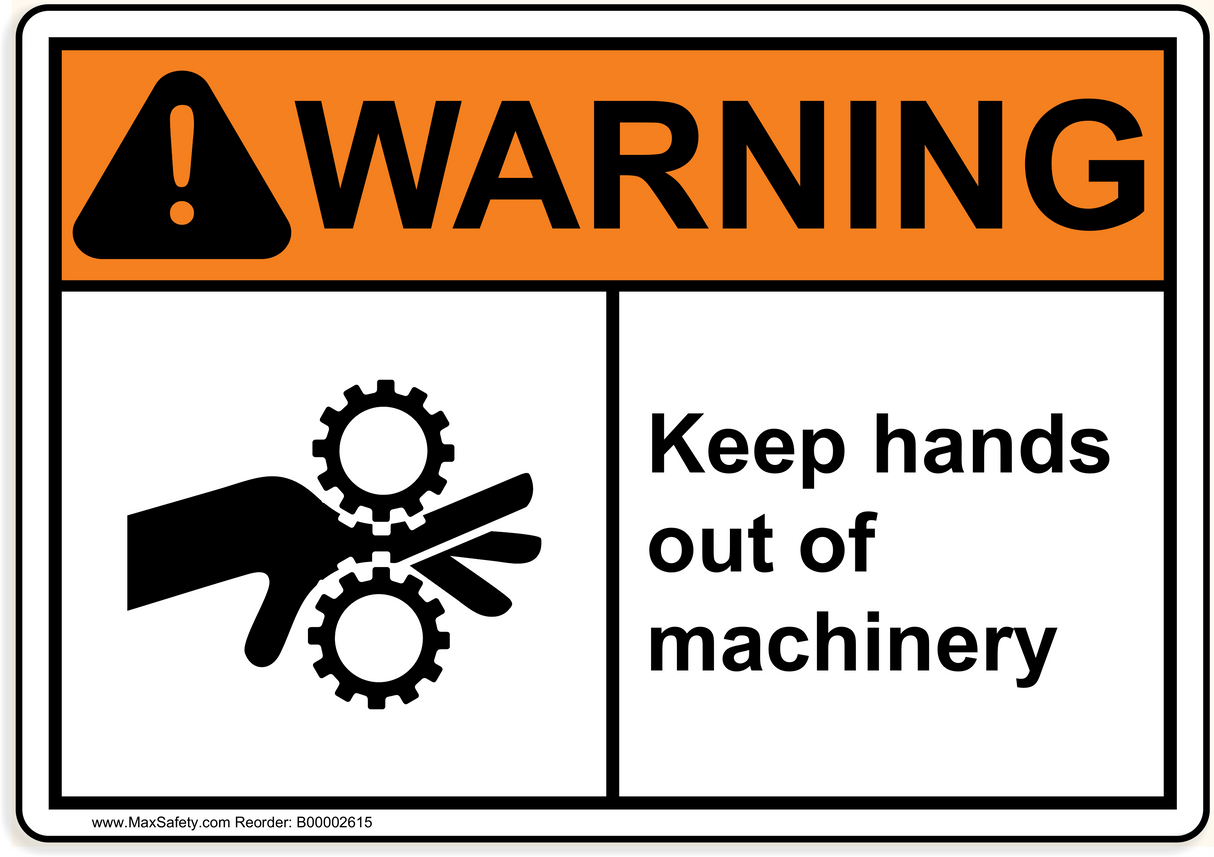 ANSI Keep hands out of machinery with Hand Entanglement Hazard Emblem
