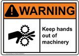 ANSI Keep hands out of machinery with Hand Entanglement Hazard Emblem