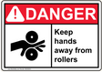 ANSI Keep hands away from rollers with Hand Entanglement Hazard Emblem