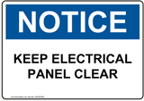 OSHA KEEP ELECTRICAL PANEL CLEAR 
