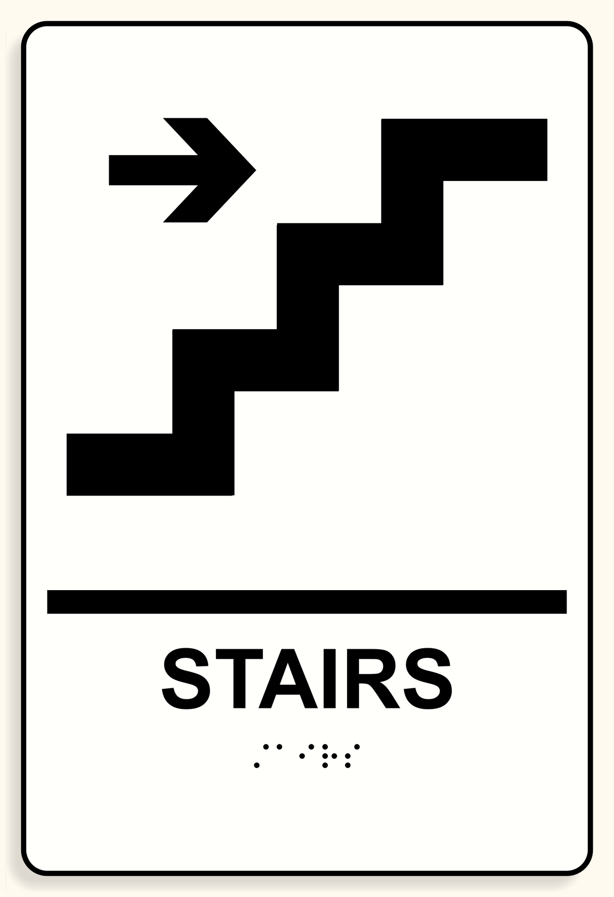 Braille sign, stairs right in black
