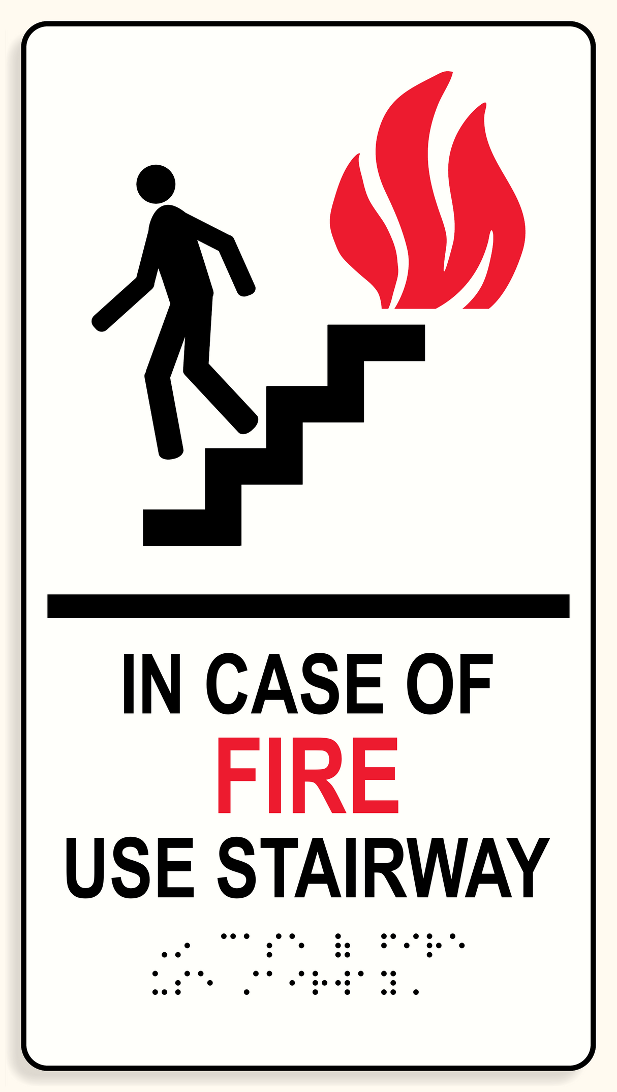 Braille sign, fire exit stairs down multi