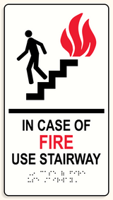 Braille sign, fire exit stairs down multi